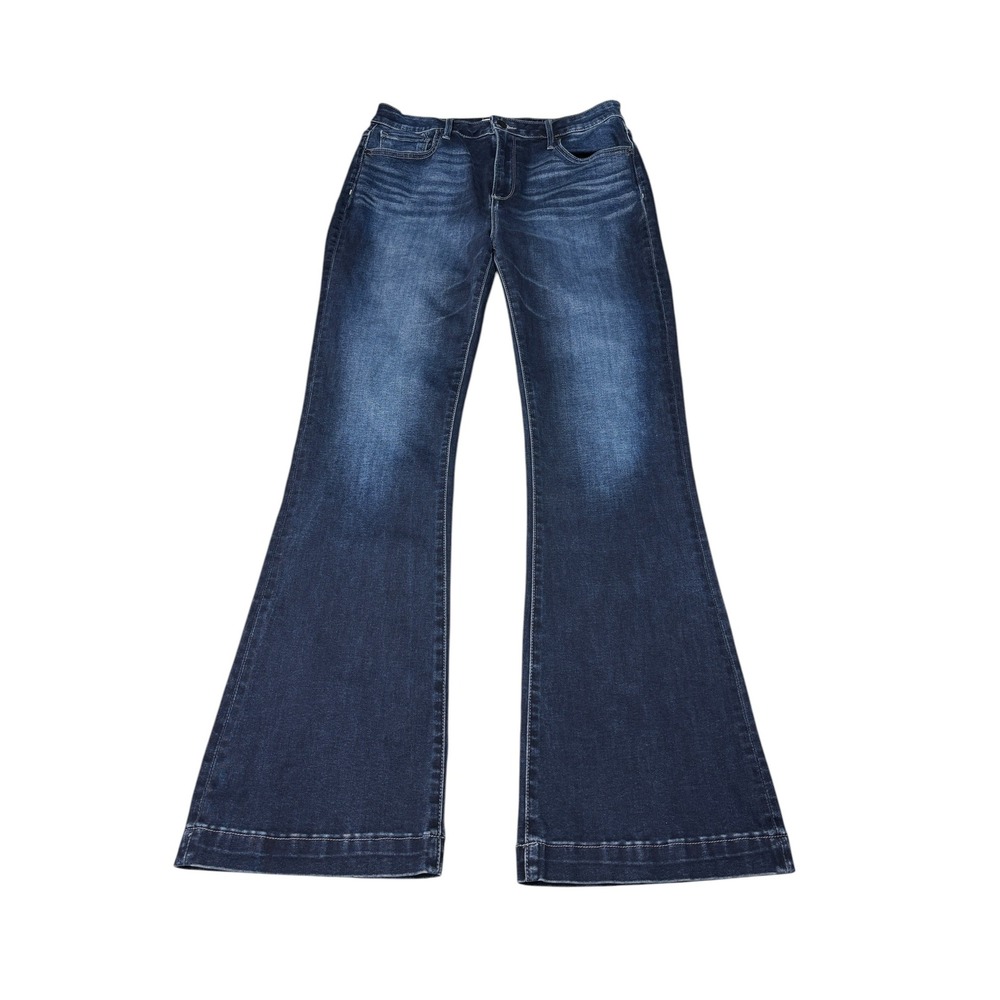 Driftwood Wyatt Flare Jeans Dark Wash Blue Denim Wide Leg Women 32x32 DW-P42397S